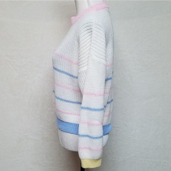 VINTAGE 70s Arielle Metallic Stripe Crop Sweater - Picture 5 of 11